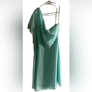 WHBM One Shoulder Light Aqua Dress